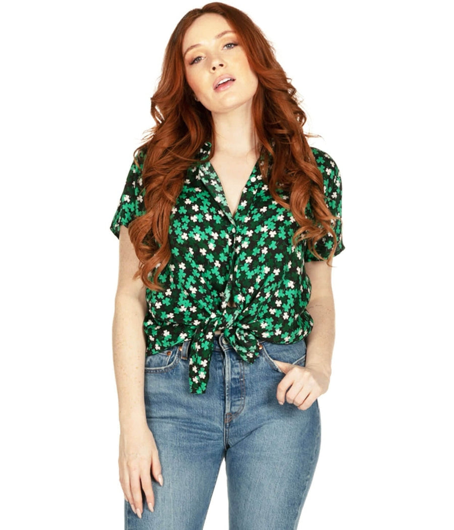 Women's Clover Floral Button Down Shirt Image 2