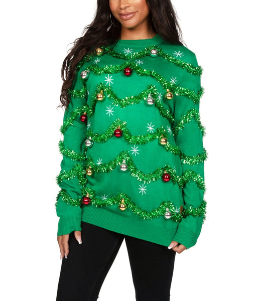 Gaudy Garland Oversized Christmas Sweater Women s Christmas Outfits Tipsy Elves