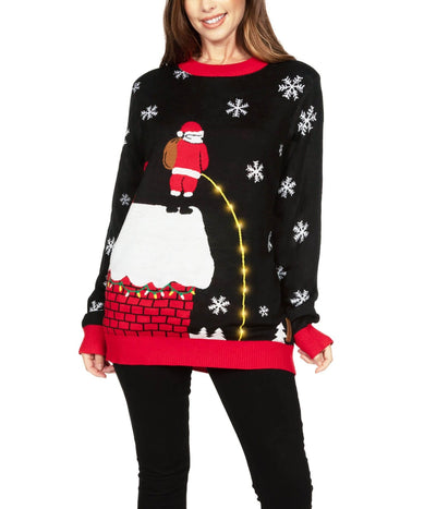 Women's Leaky Roof Light Up Oversized Christmas Sweater Image 4