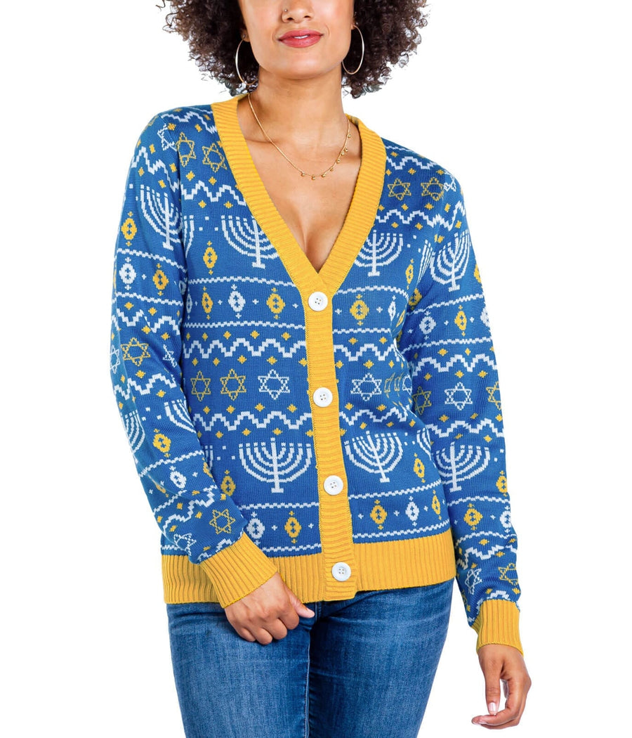 Women's Menorah Print Cardigan Sweater