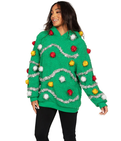 Women's Oh Christmas Tree Hooded Ugly Christmas Sweater Image 2