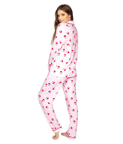 Women's Pink Santa Pajama Set Image 3::Women's Pink Santa Pajama Set