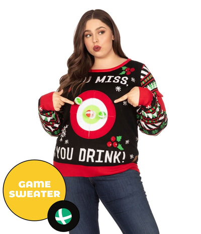 Women's Drinking Game Plus Size Ugly Christmas Sweater