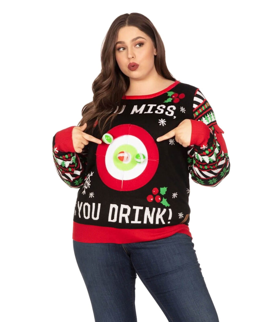 Women's Drinking Game Plus Size Ugly Christmas Sweater Image 3