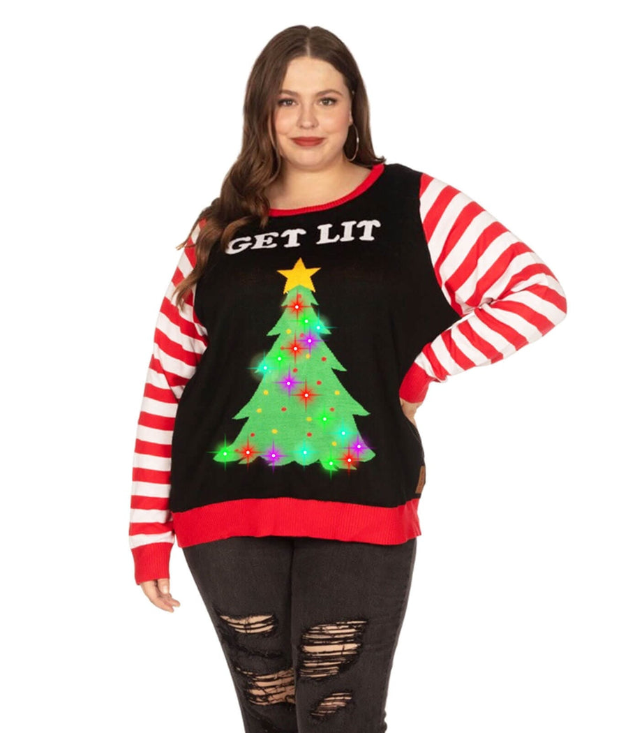 light up ugly christmas sweater dress Woman Light Up Pullover Ugly Christmas Sweater