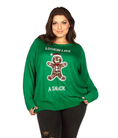 Women's Lookin' Like a Snack Plus Size Ugly Christmas Sweater