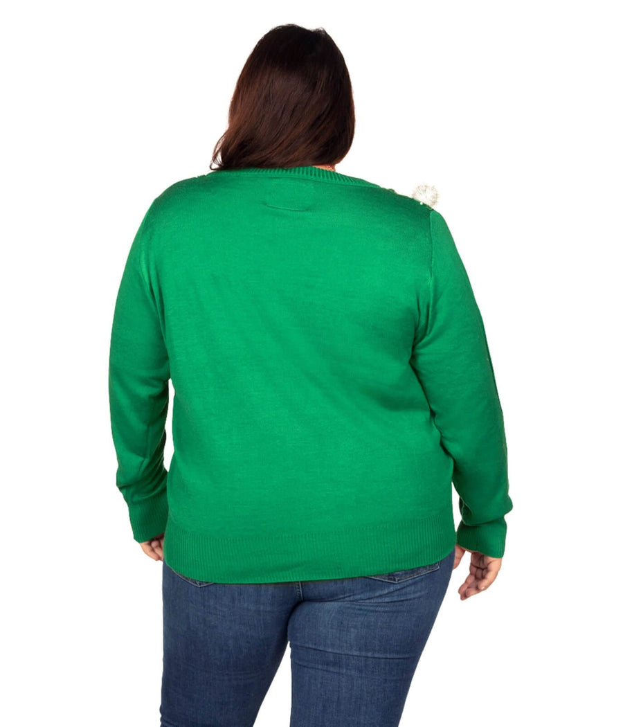 Women's Pom Party Plus Size Ugly Christmas Cardigan Sweater Image 2