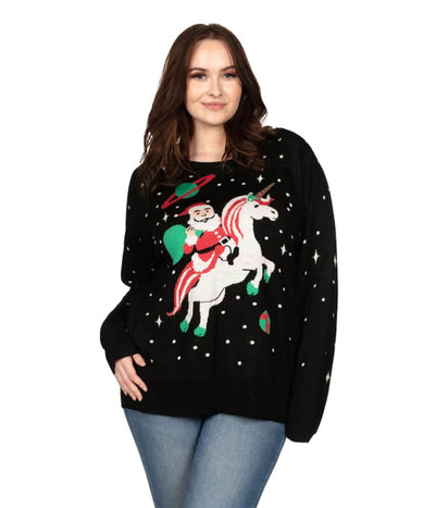 Women's Santa Unicorn Plus Size Ugly Christmas Sweater Primary Image