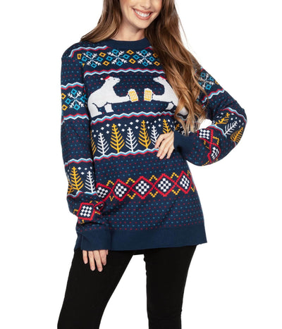 Women's Polar Bear Party Oversized Christmas Sweater