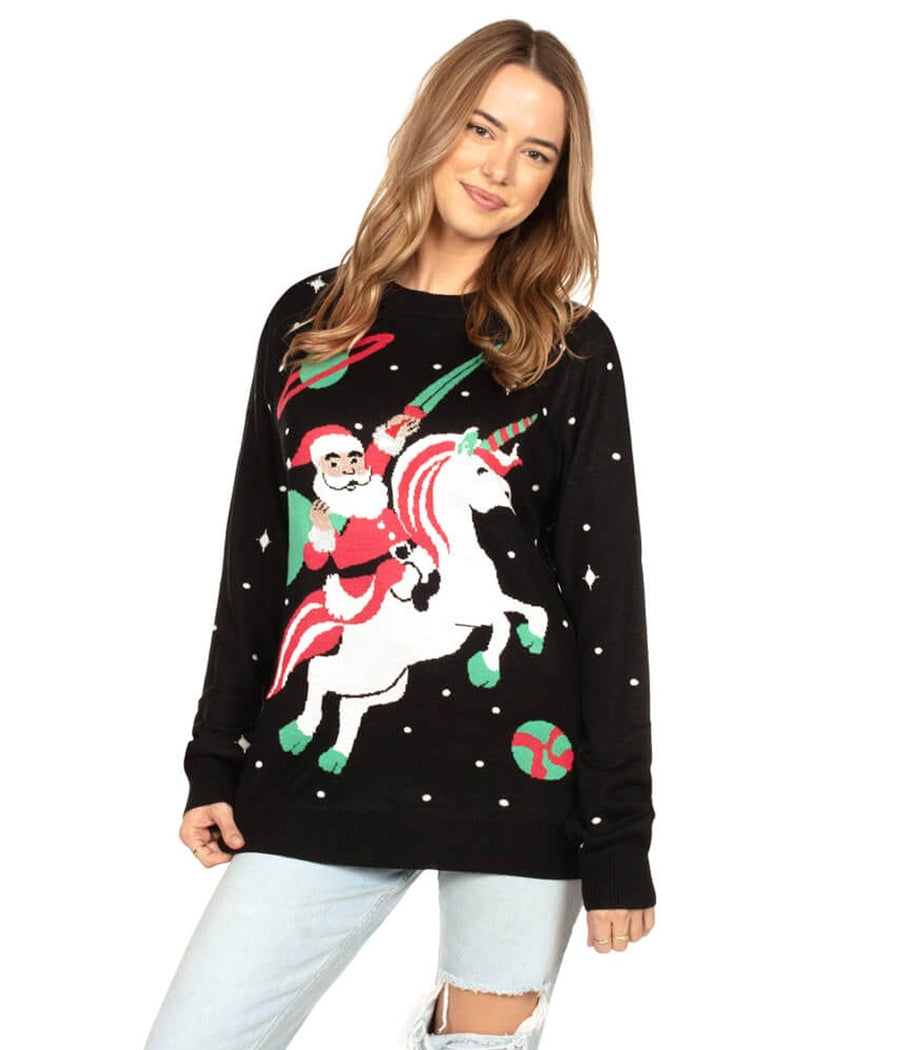 Women's Santa Unicorn Oversized Christmas Sweater