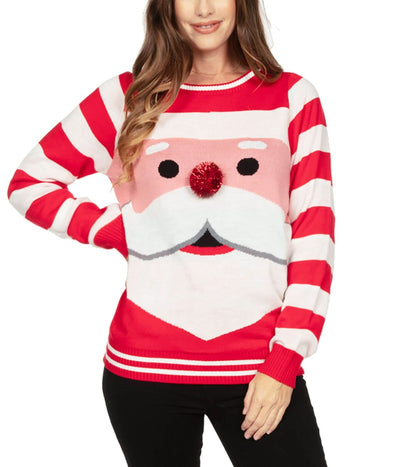 Women's Santa's Close Up Ugly Christmas Sweater Primary Image