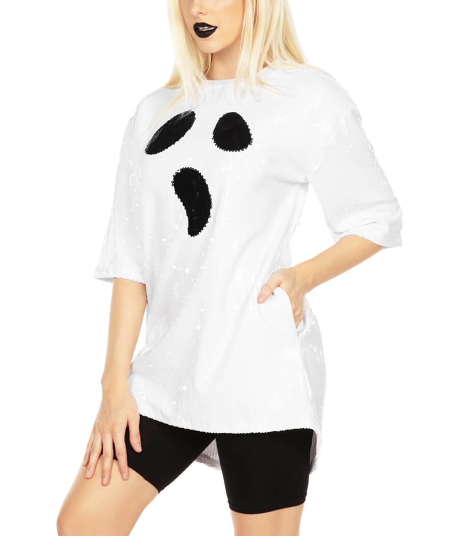 white ghost dress Sequined Ghost Costume Dress: Women's Halloween Outfits