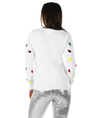 Women's Sequin Lights Ugly Christmas Sweater Image 3::Women's Sequin Lights Ugly Christmas Sweater