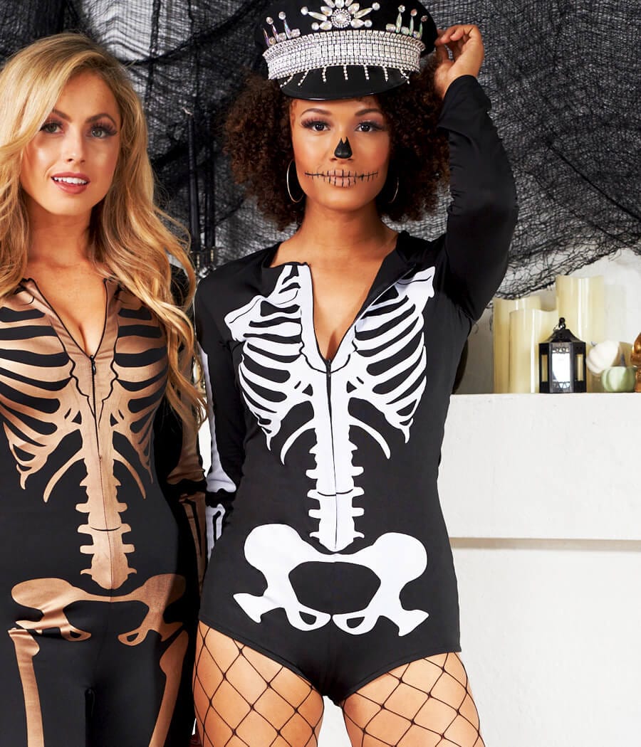 Sexy Skeleton Bodysuit: Women's Halloween Outfits