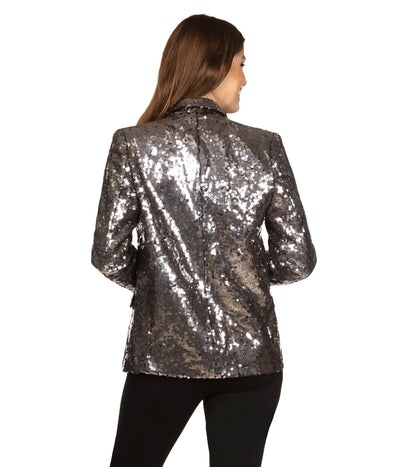 Women's Silver Sequin Blazer Image 3