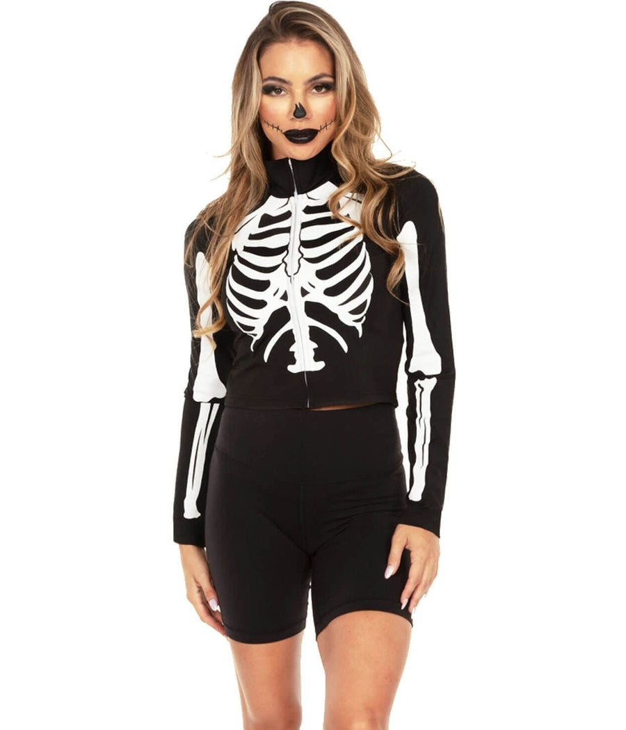 Women's Skeleton Long Sleeve Crop Top