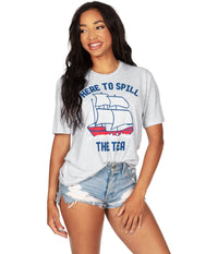 Women's Spill the Tea Oversized Boyfriend Tee