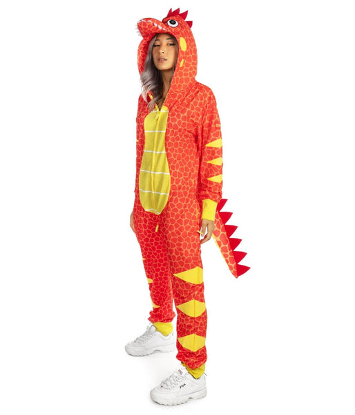 Women's T-Rex Dinosaur Costume | Fun Halloween Adult Costume | High Strength & Durable Material | Red