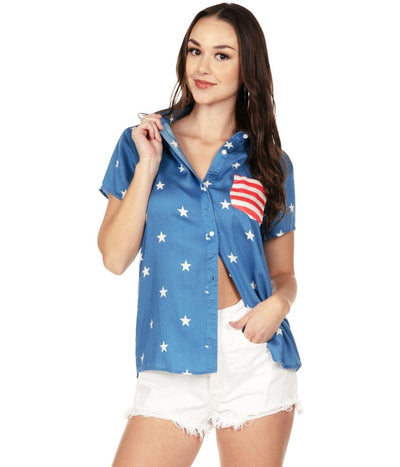 Women's Old Glory Button Down Shirt Primary Image