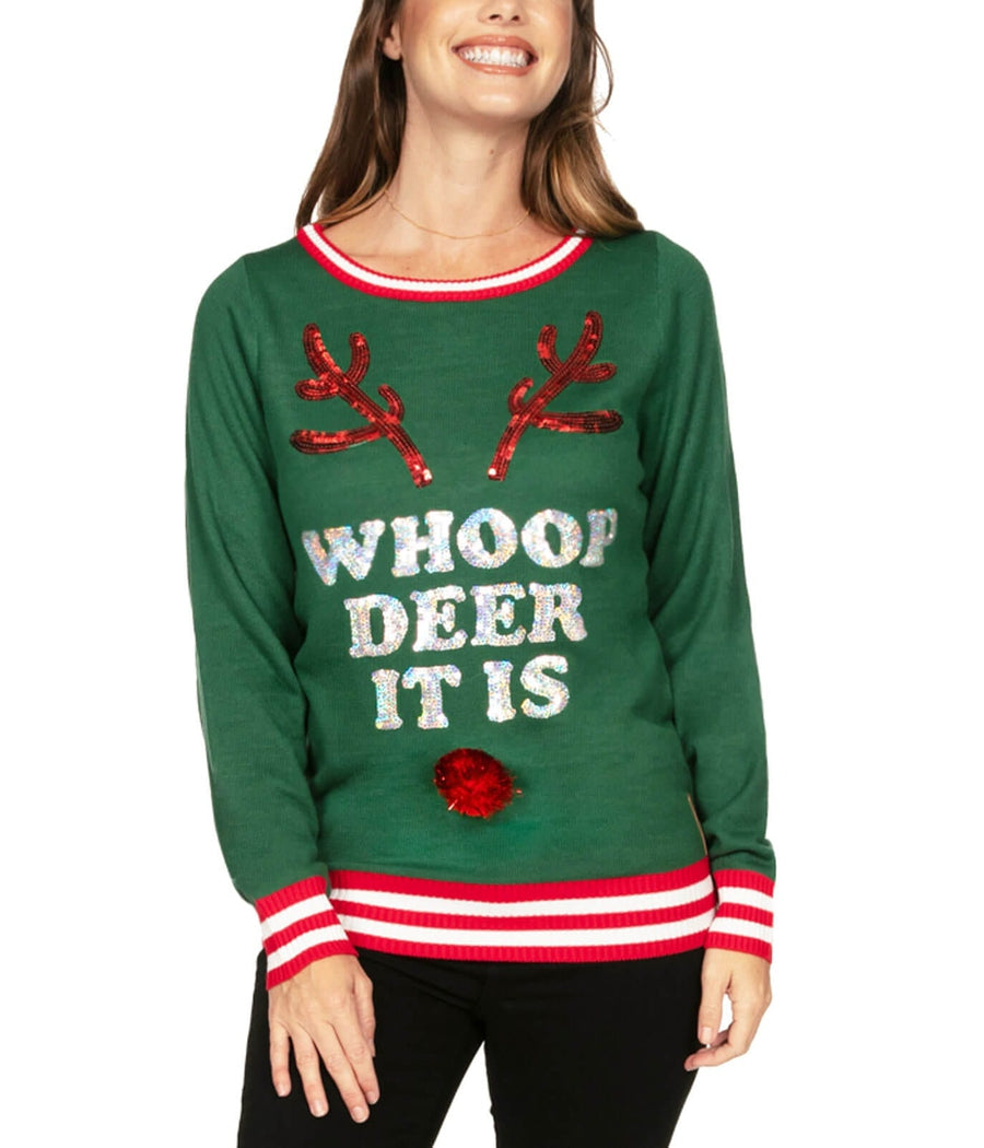 Women's Whoop Deer It Is Ugly Christmas Sweater